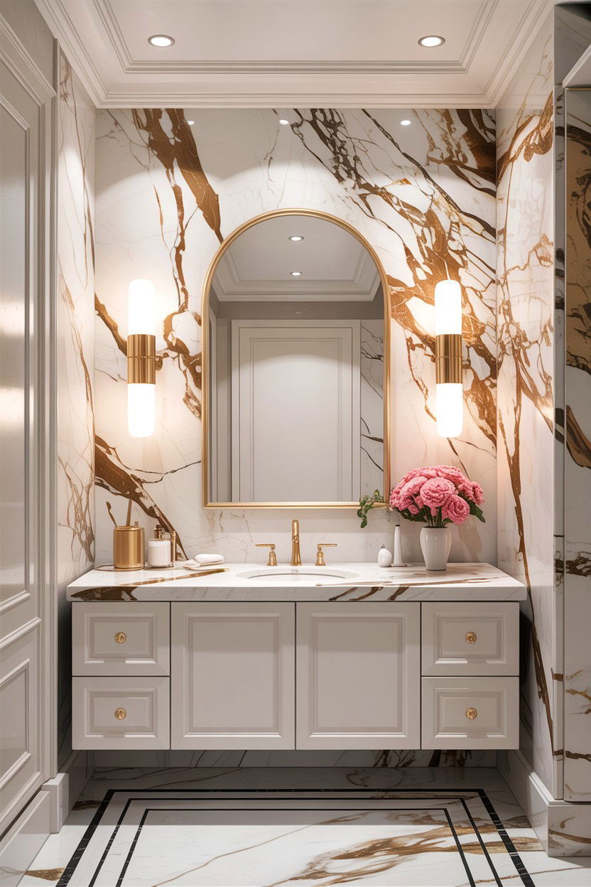 Marble Slab Wall - 30 bathroom architectural detail ideas