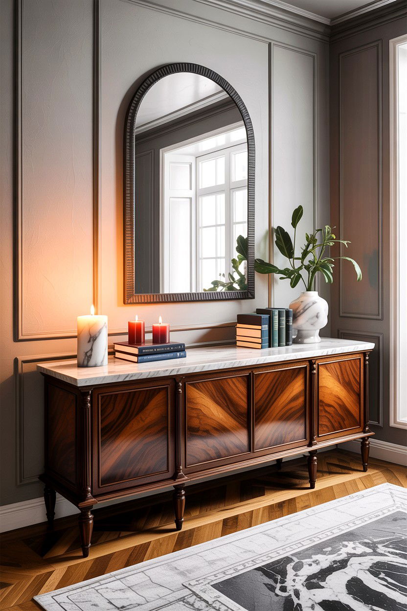 Marble Top Credenza - 30 living room credenza ideas