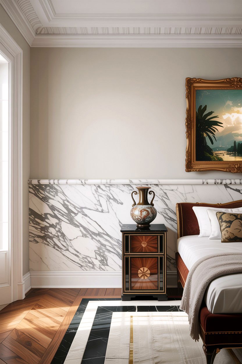 Marble Top Half Wall - 30 bedroom pony wall ideas