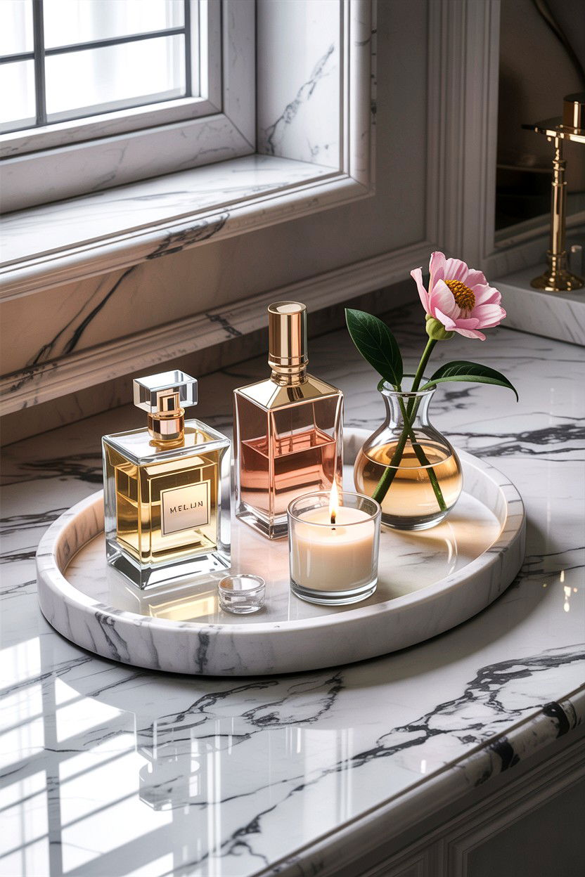 Marble Vanity Tray - 30 bathroom accessory styling ideas