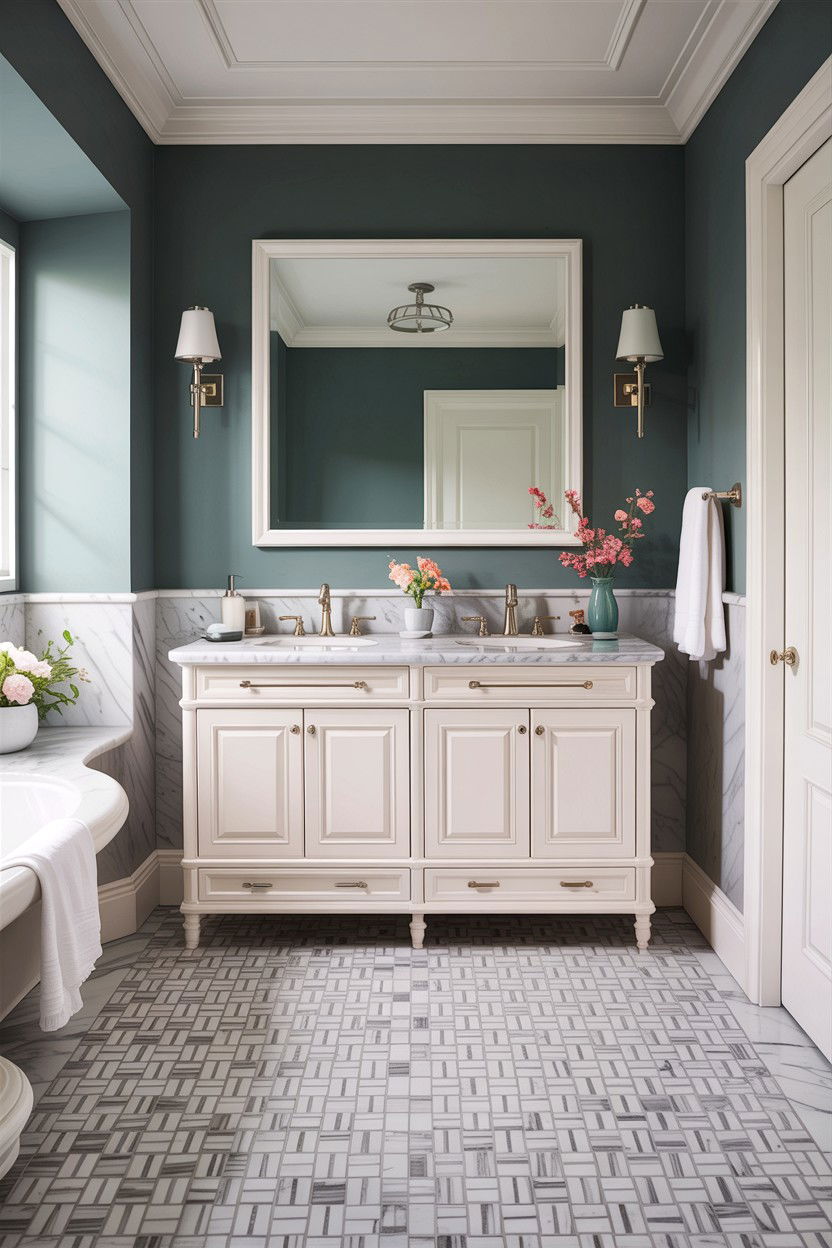 Marble basketweave floor - 30 basketweave pattern bathroom ideas