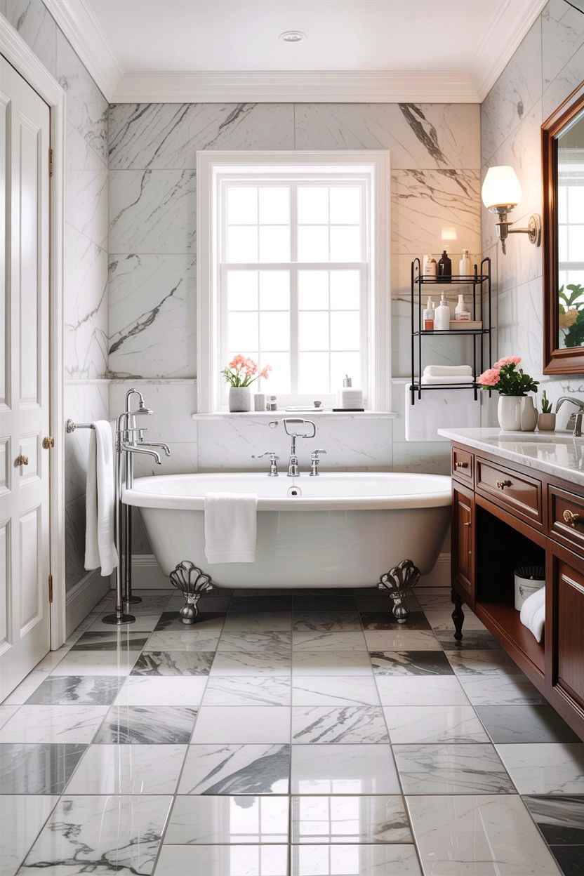 Marble bathroom floor - 30 Home Depot bathroom ideas