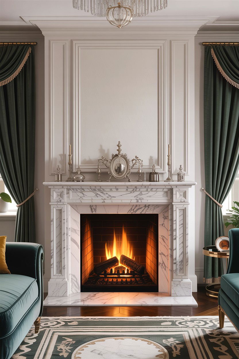 Marble fireplace insert - 30 living room fireplace insert ideas