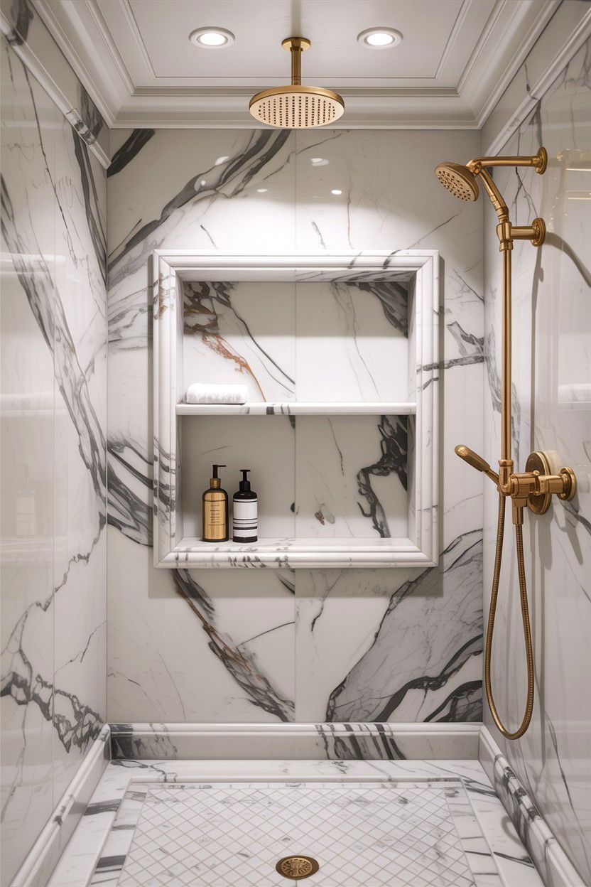 Marble shower alcove - 30 bathroom alcove ideas