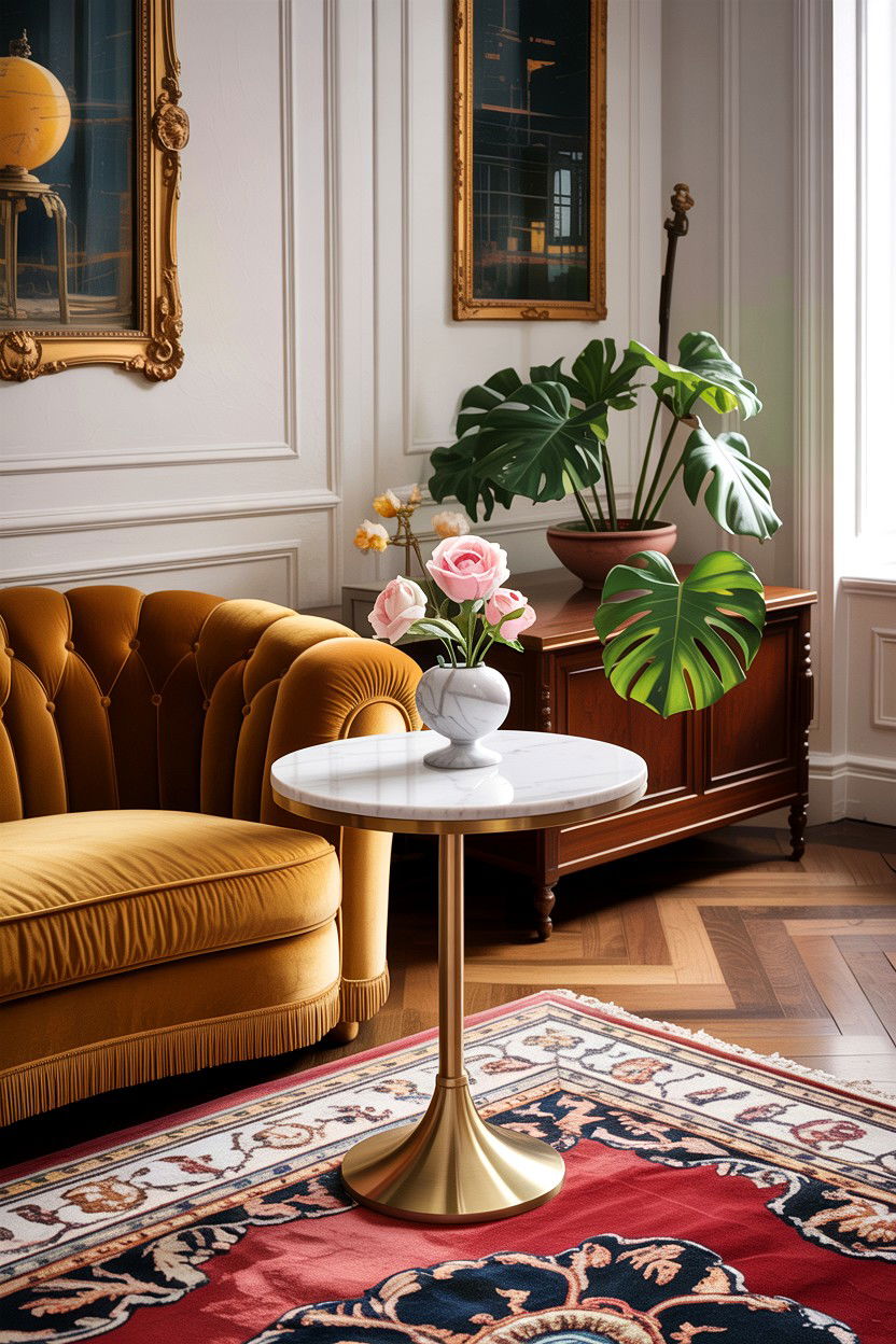 Marble side table - 30 living room antique furniture ideas
