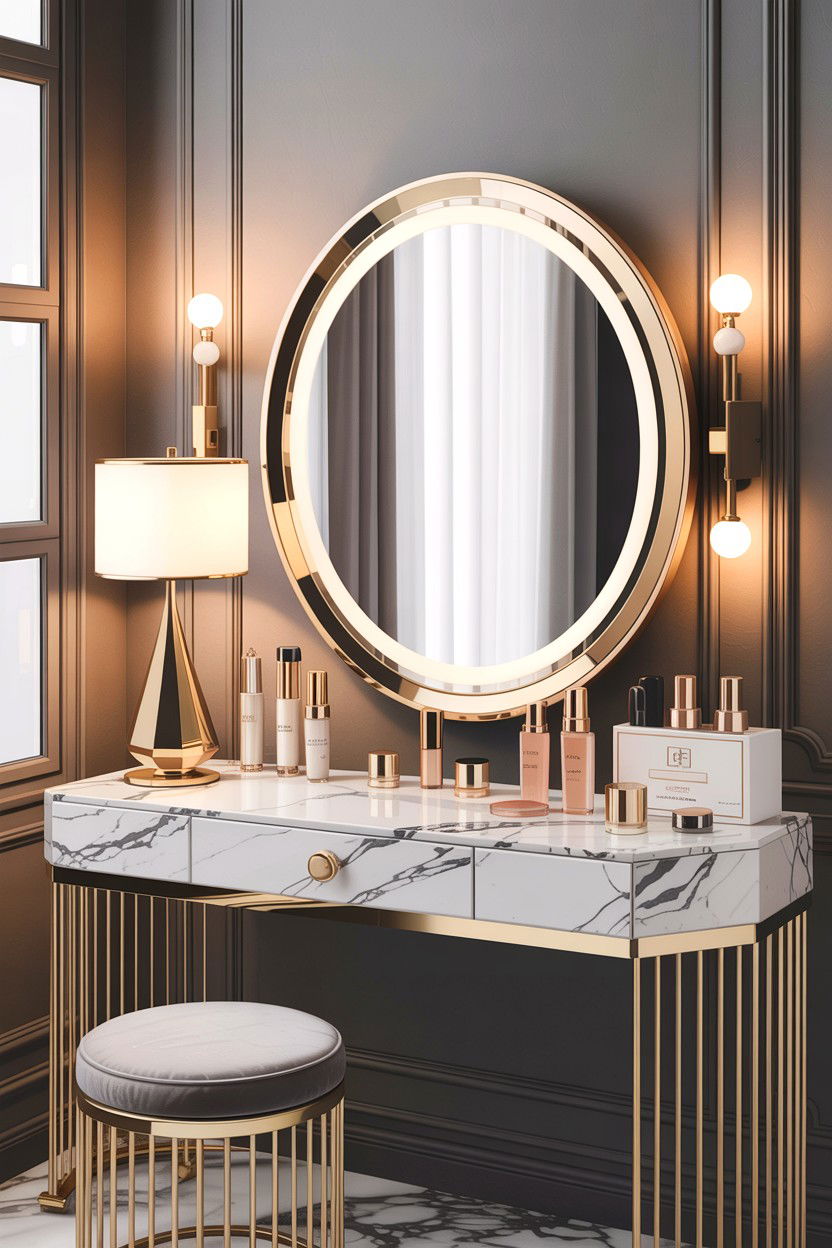 Marble top vanity desk - 30 bedroom vanity ideas