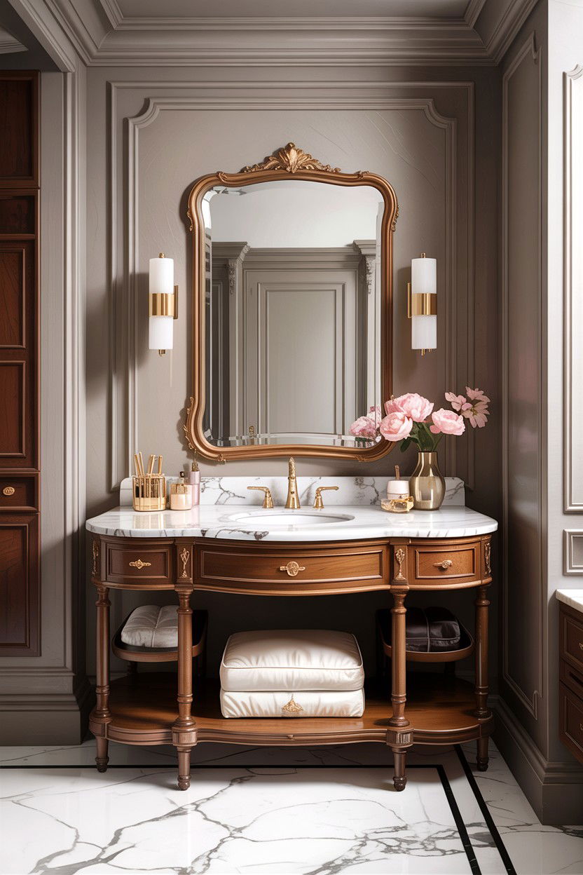 Marble top vintage vanity - 30 bedroom vintage vanity ideas