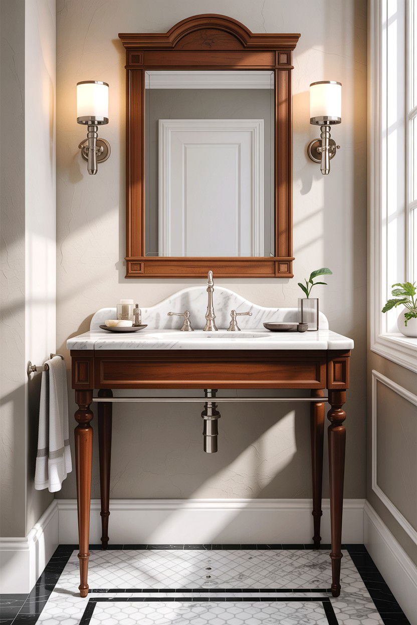 Marble top washstand - 30 antique bathroom ideas