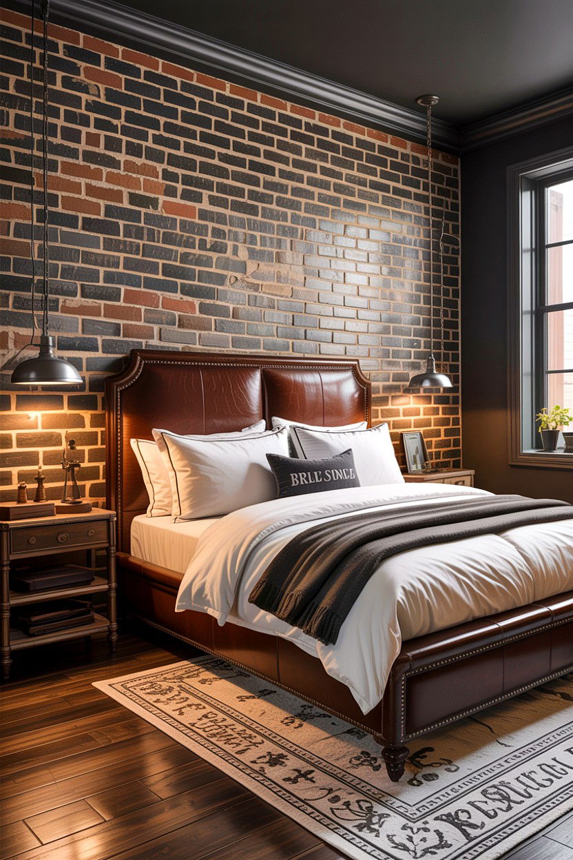 Masculine Brick Bedroom - 30 exposed brick bedroom ideas