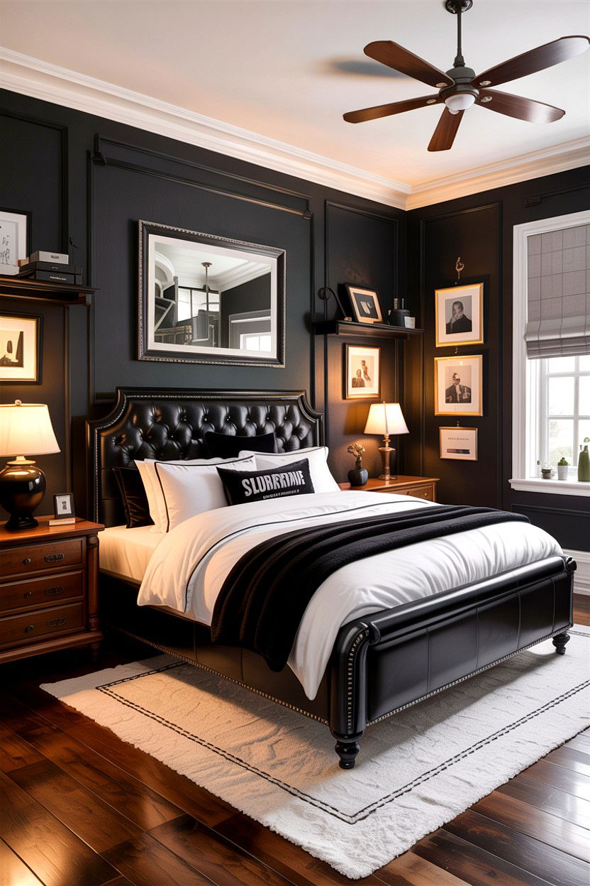 Masculine black and white bedroom - 30 black and white bedroom ideas