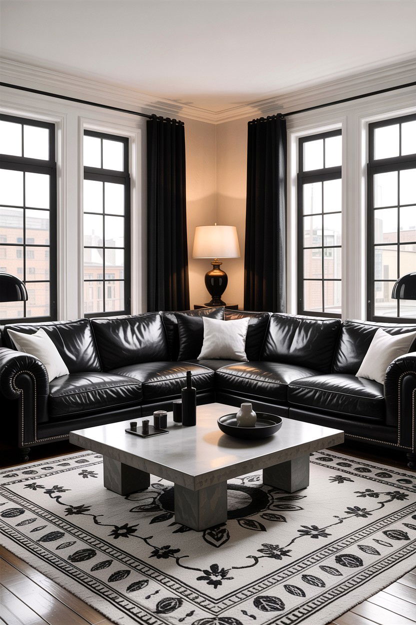 Masculine black and white living room - 30 black and white living room ideas
