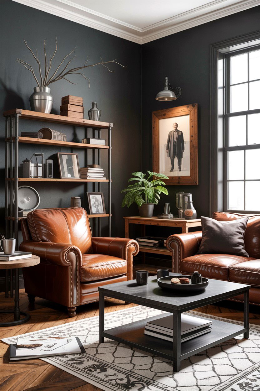 Masculine industrial living room - 30 industrial living room ideas