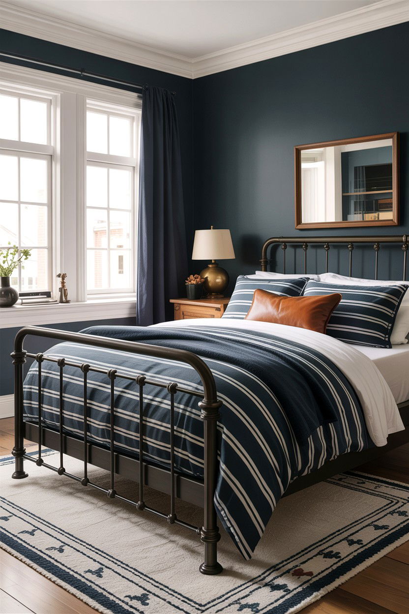 Masculine striped bedding - 30 bedroom striped bedding ideas