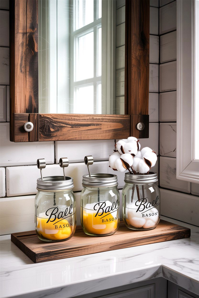 Mason jar organizer - 30 DIY bathroom ideas