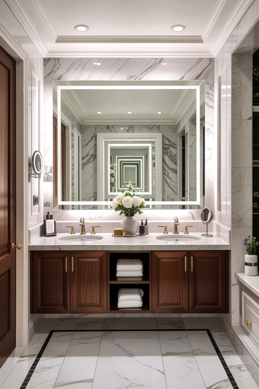 Master bathroom backlit mirror - 30 backlit bathroom mirror ideas