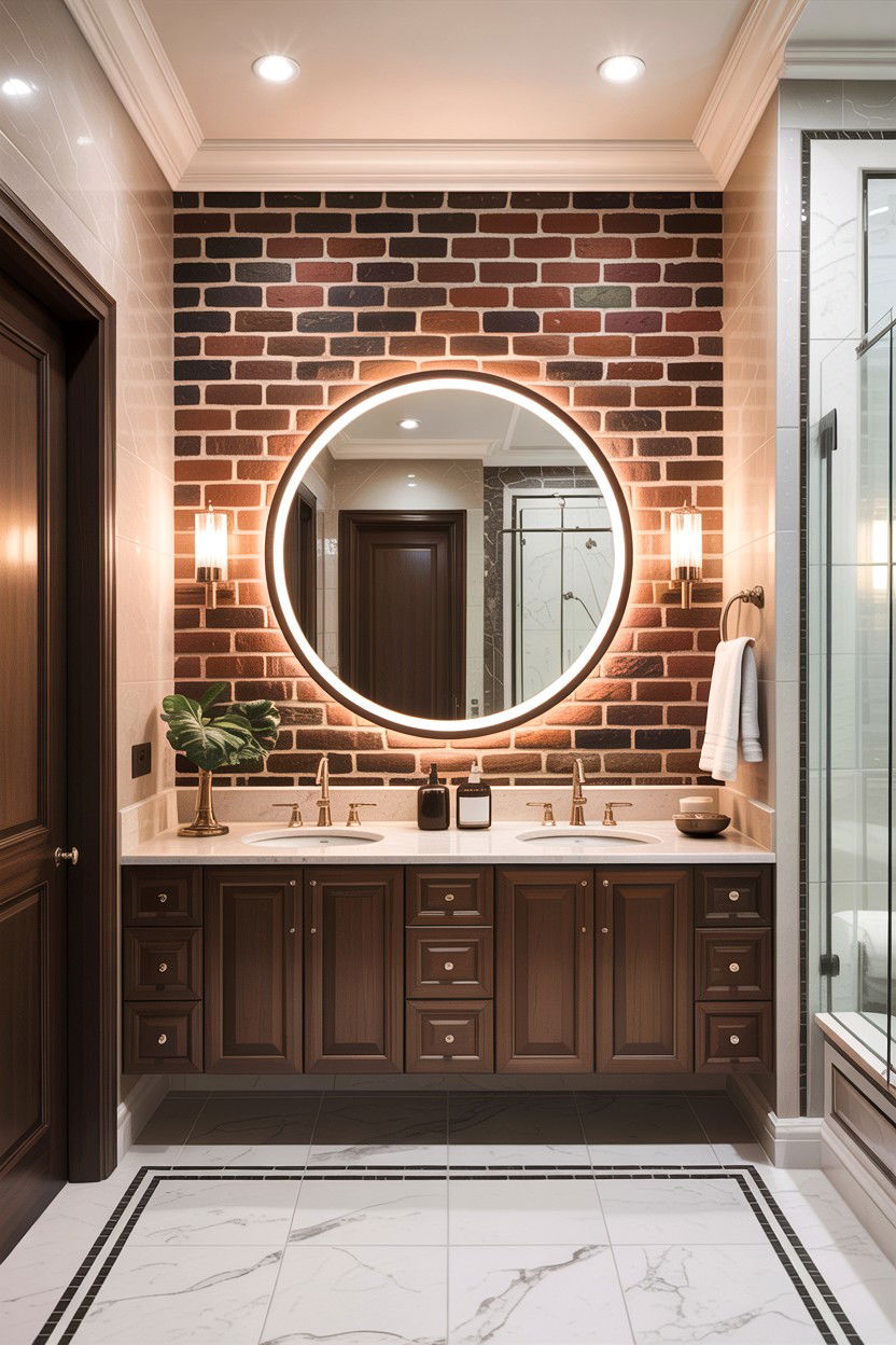 Master bathroom brick feature - 30 exposed brick bathroom ideas