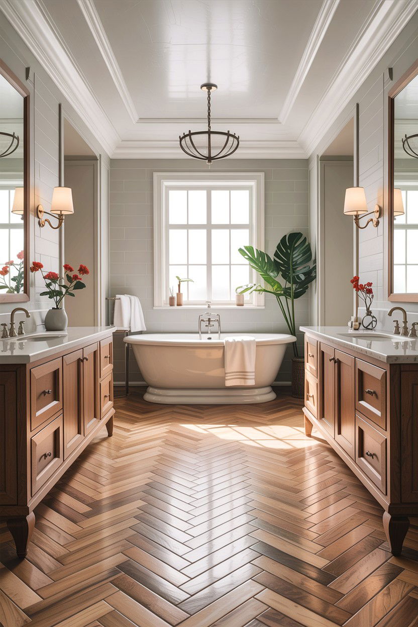 Master bathroom herringbone floor - 30 herringbone pattern bathroom ideas
