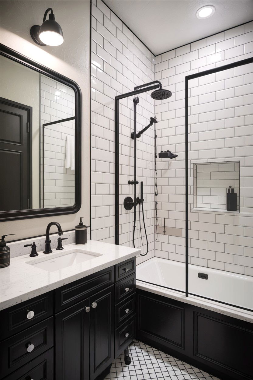 Matte Black Accents - 30 cool neutral bathroom ideas