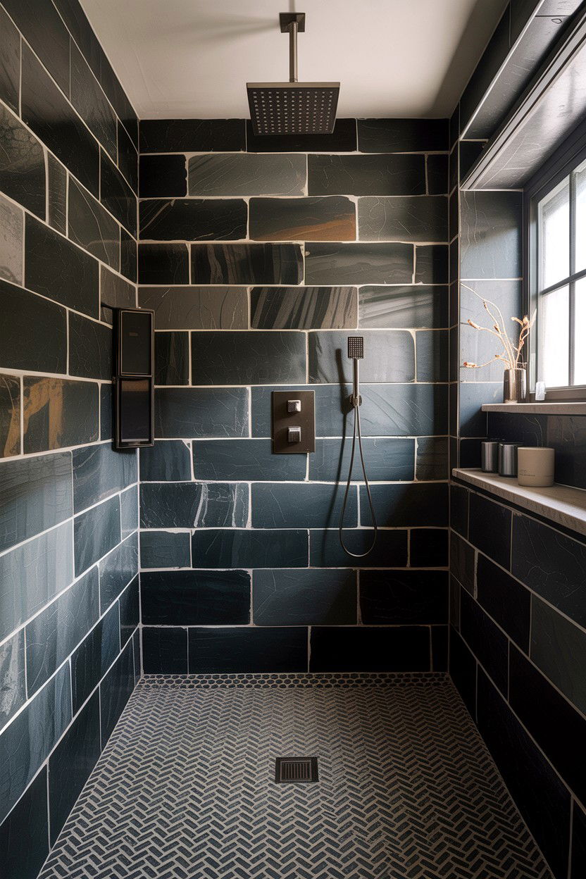 Matte Black Basketweave Shower - 30 basketweave tile bathroom ideas