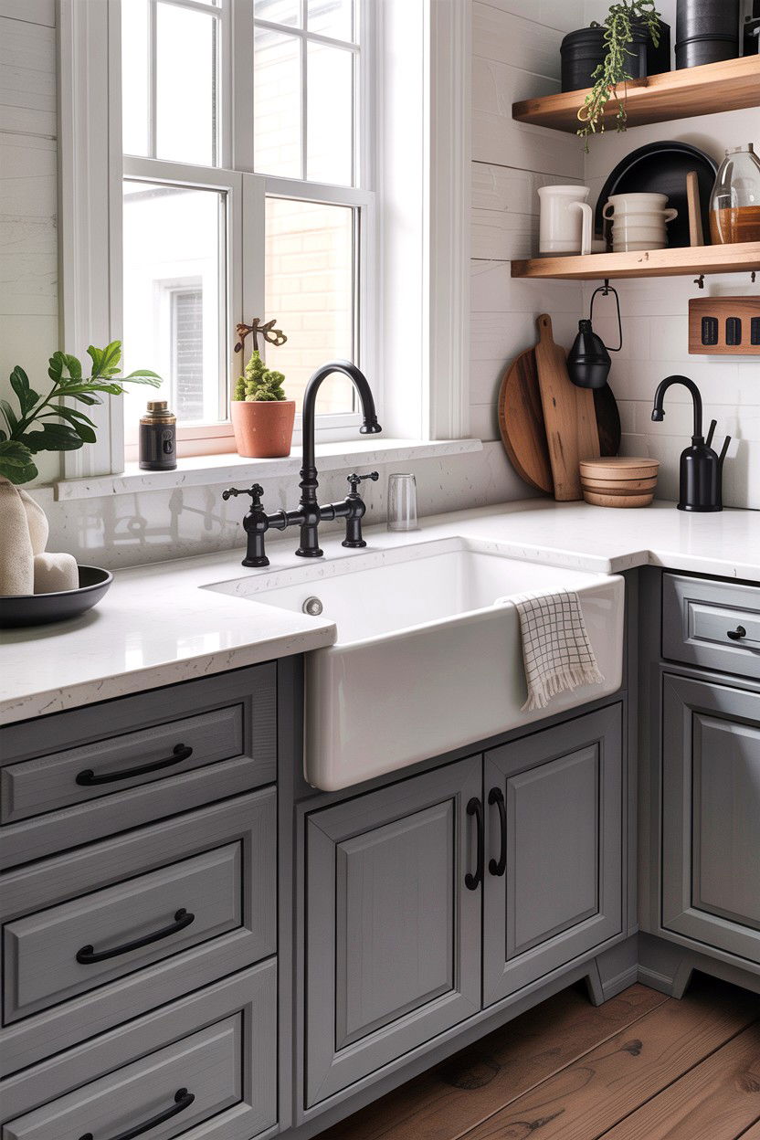 Matte Black Hardware Farmhouse Sink - 30 farmhouse sink bathroom ideas