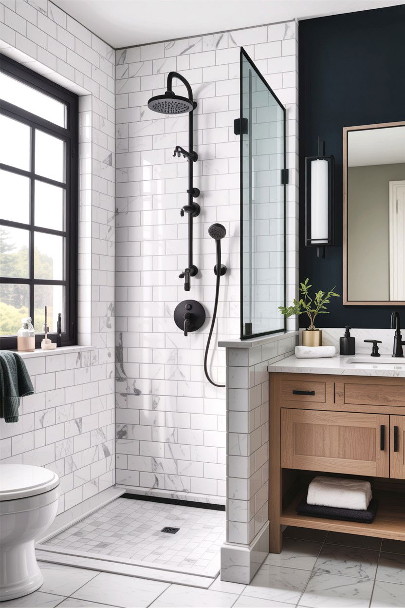 Matte Black Hardware Finish - 30 bathroom decade style ideas