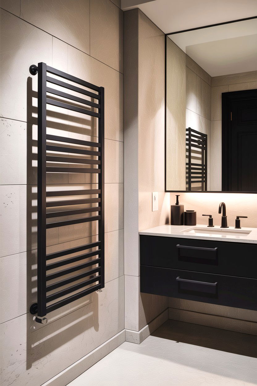 Matte Black Heated Towel Rack - 30 heated towel rack ideas