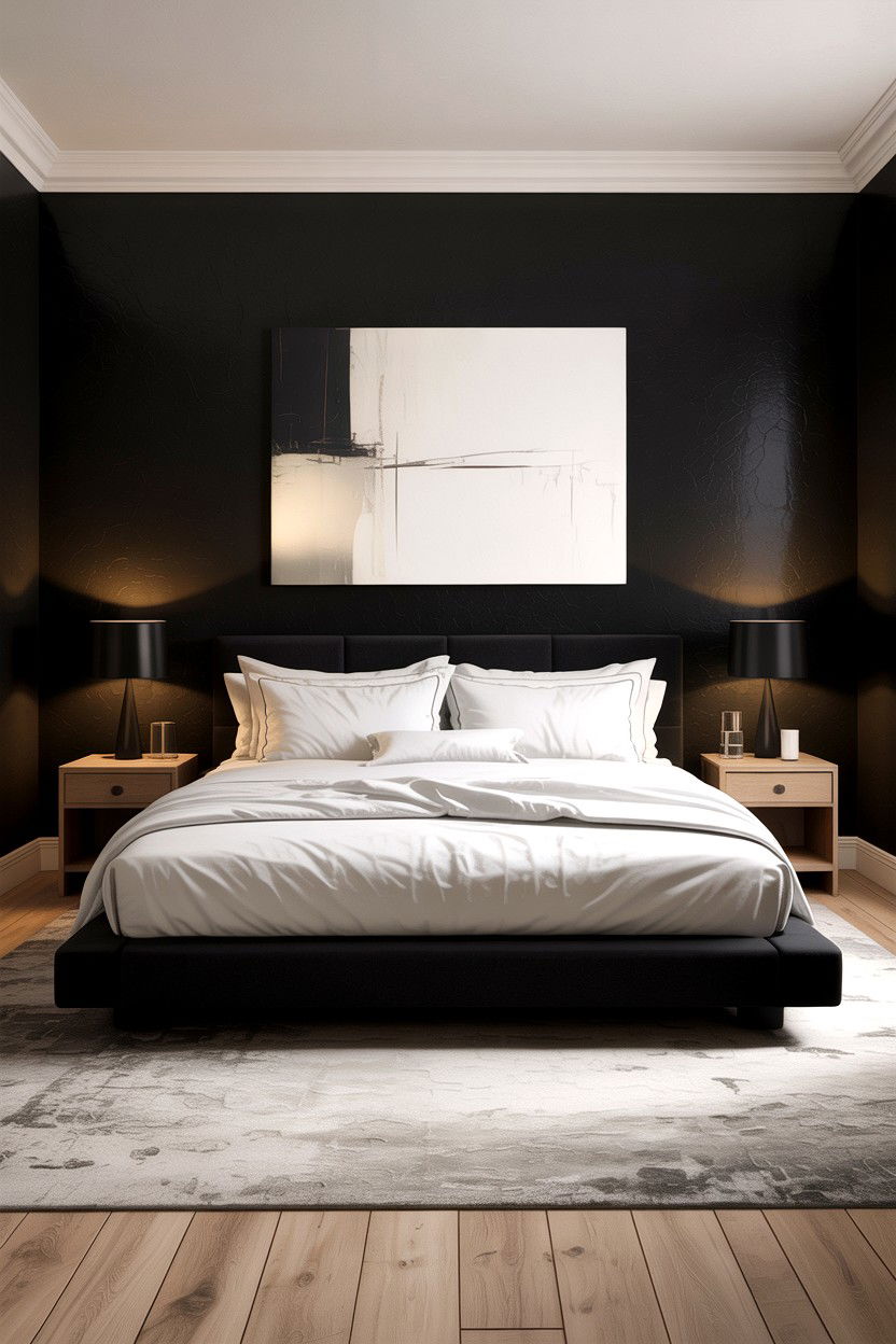 Matte Black Master Bedroom - 30 bedroom black walls