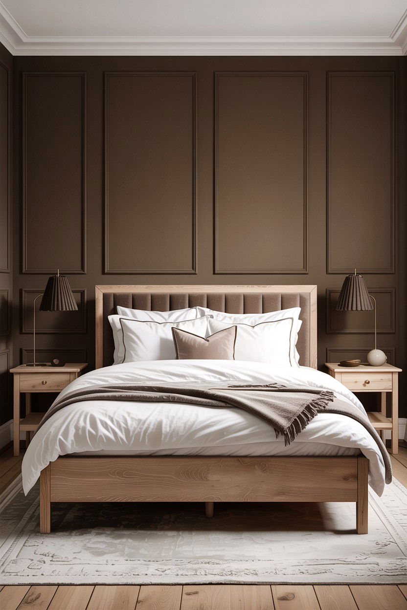 Matte Brown Walls - 30 warm brown bedroom ideas