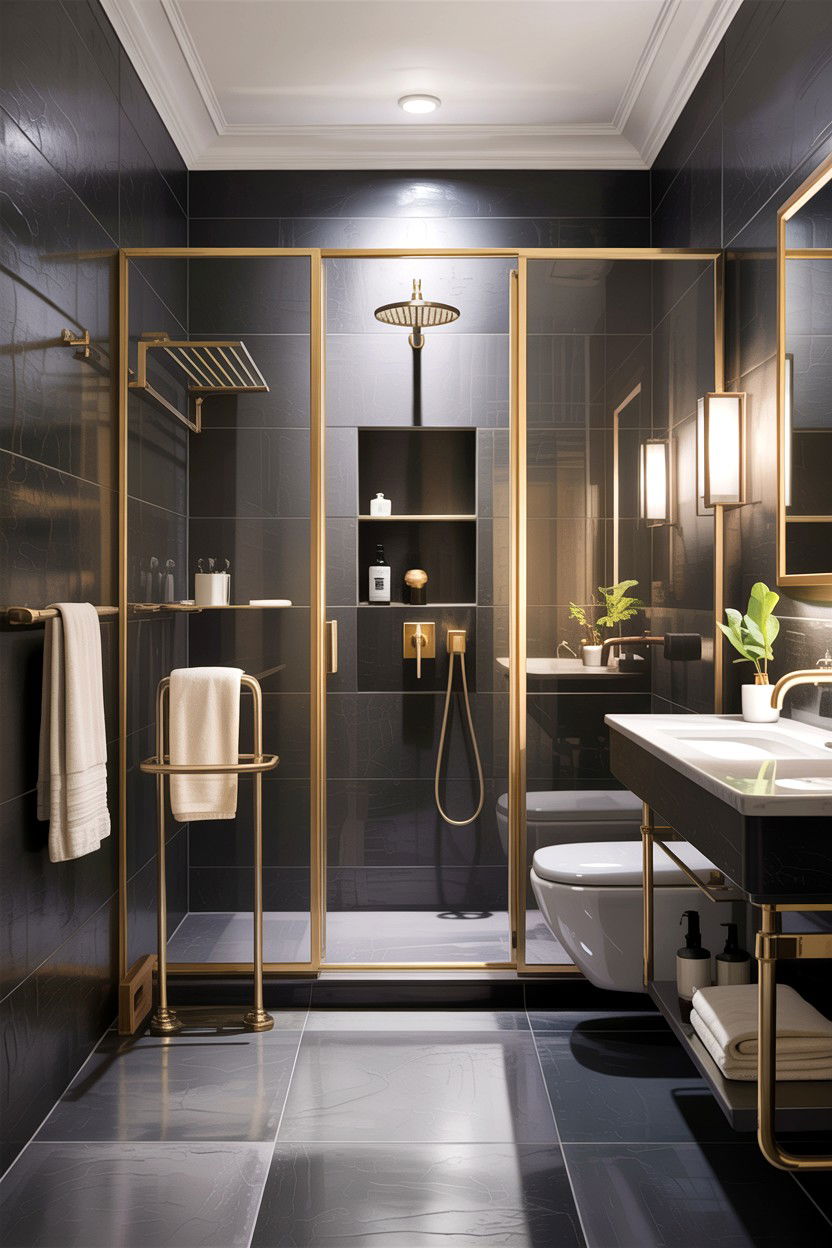 Matte Gray Bathroom Gold Fixtures - 30 gray and gold bathroom ideas