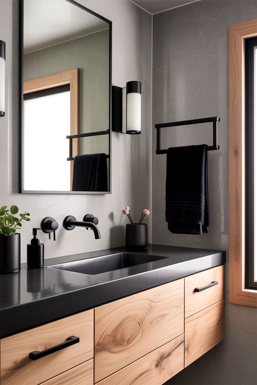 Matte black Japanese fixtures - 30 Japanese bathroom ideas