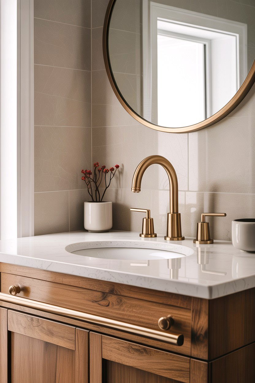 Matte gold bathroom faucet - 30 gold faucet ideas