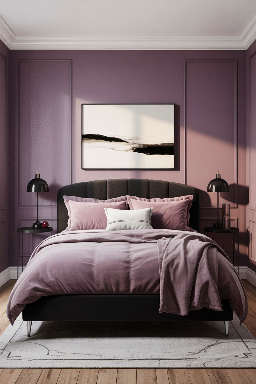 Mauve and charcoal bedroom - 30 bedroom color schemes