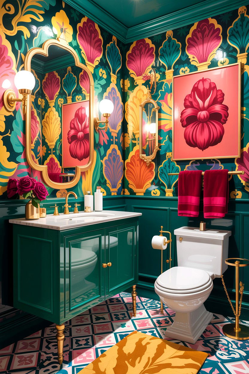 Maximalist jewel tone bathroom - 30 jewel tone bathroom ideas