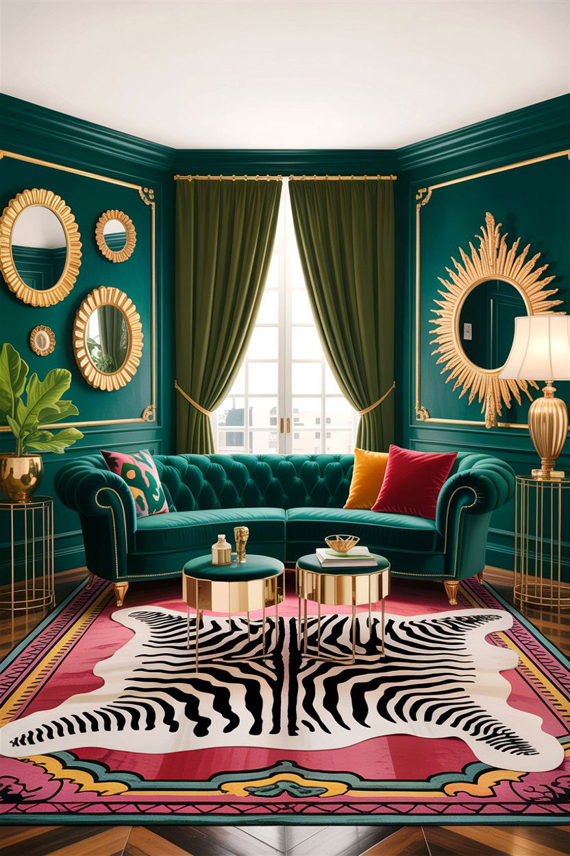 Maximalist living room - 30 Hollywood regency living room ideas
