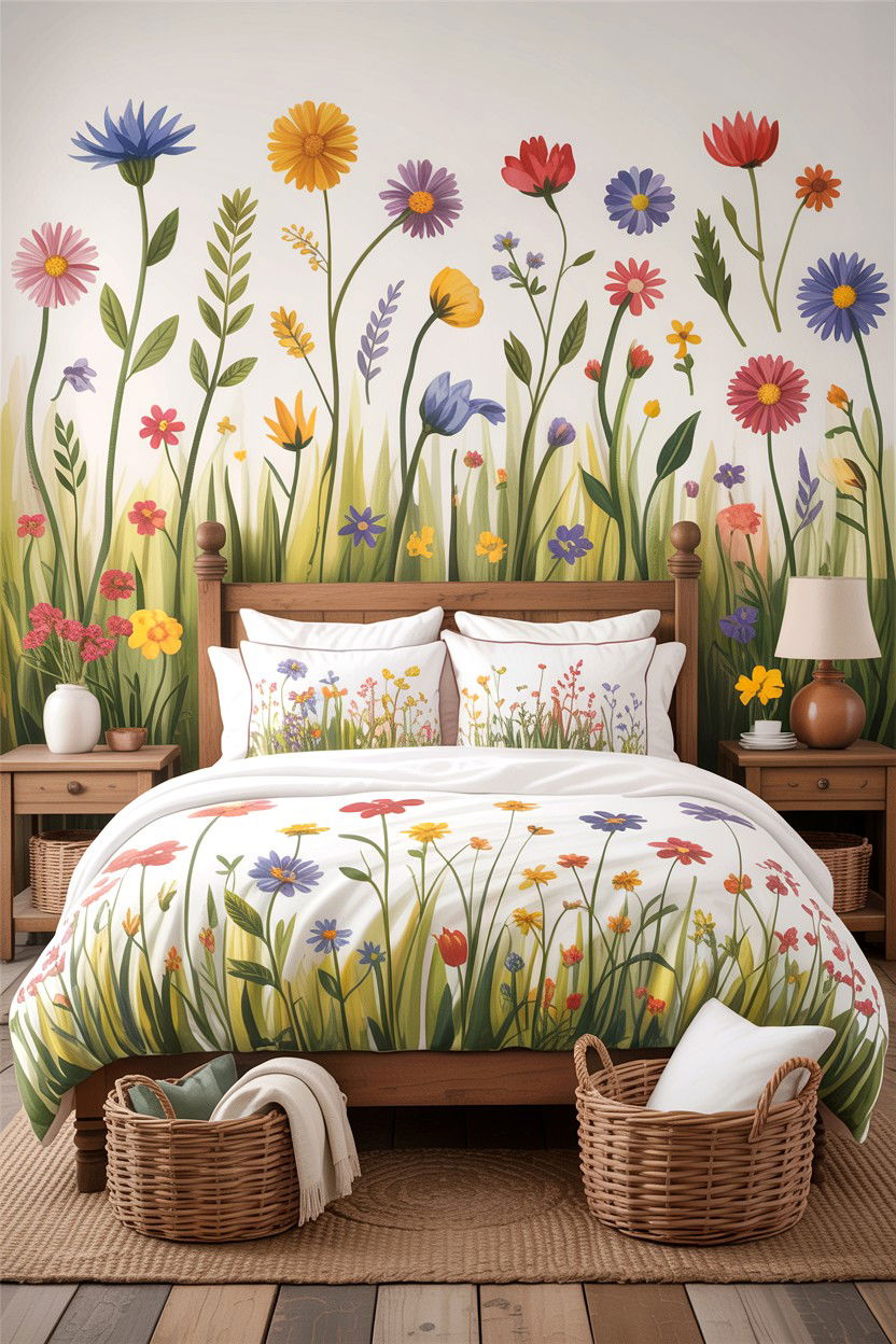 Meadow floral comforter - 30 bedroom floral bedding ideas