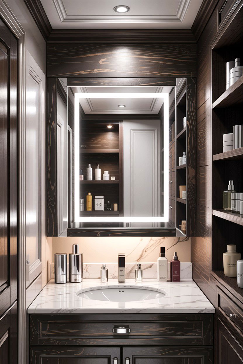 Medicine cabinet mirror - 30 small bathroom space storage ideas