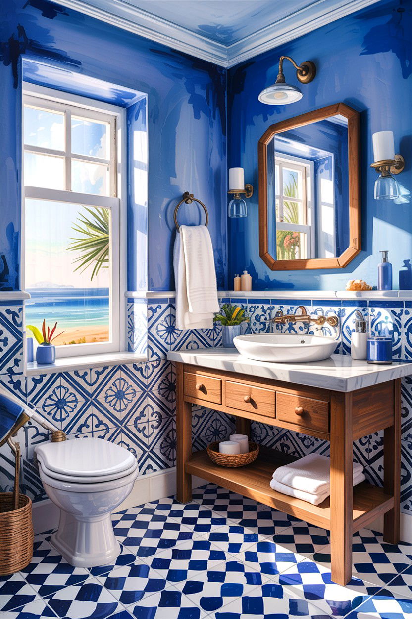 Mediterranean Blue Bathroom - 30 cobalt blue bathroom ideas