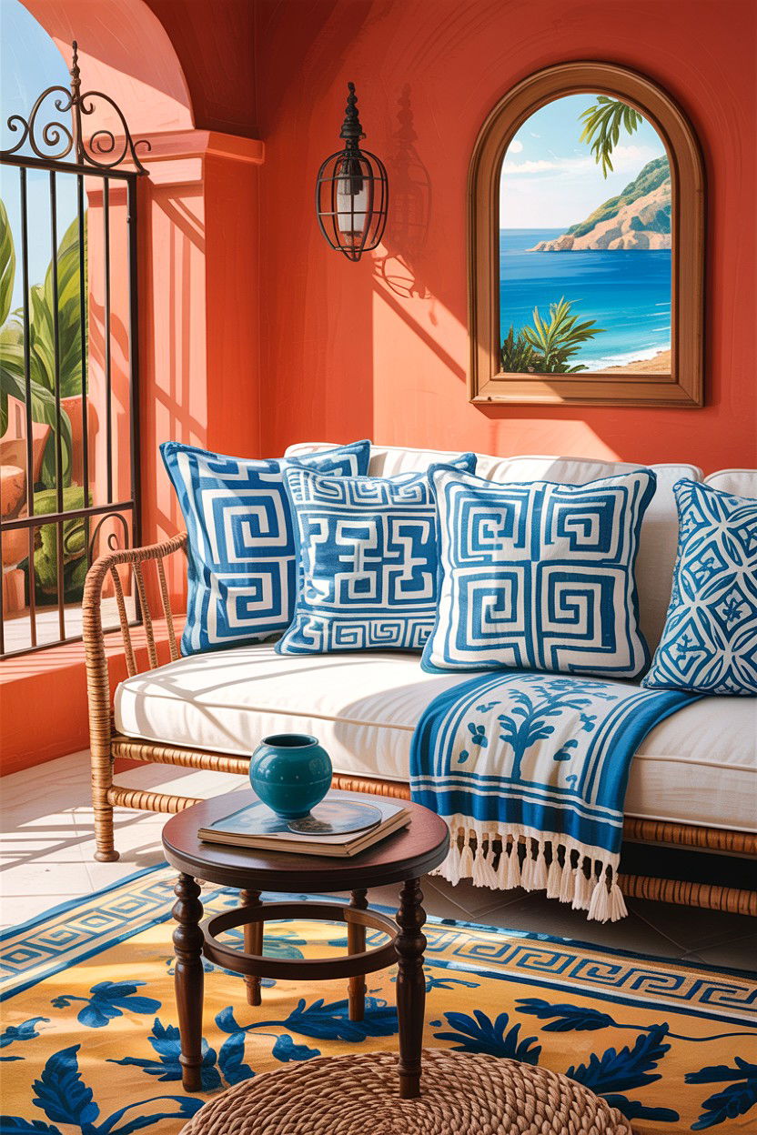Mediterranean Living Room Handwoven Pillow - 30 handwoven living room ideas