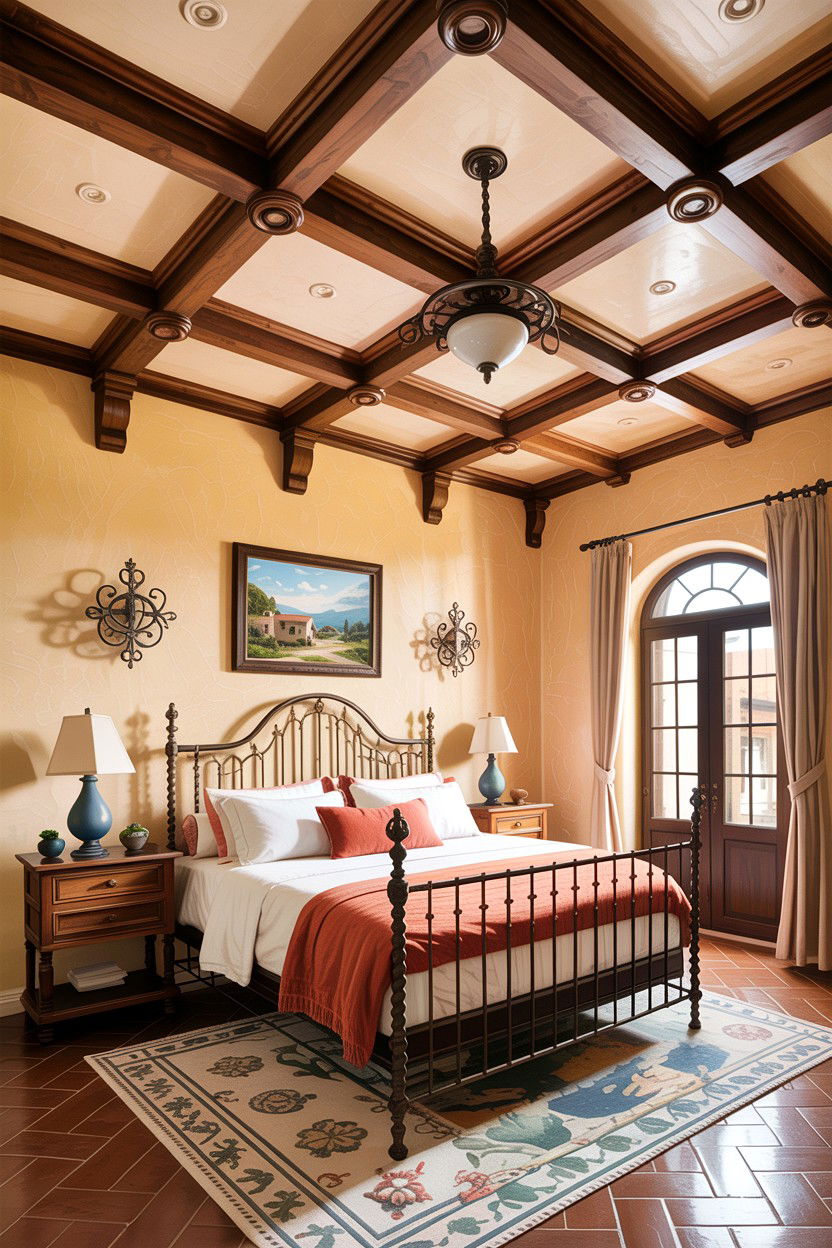 Mediterranean Plaster Ceiling - 30 bedroom coffered ceiling designs