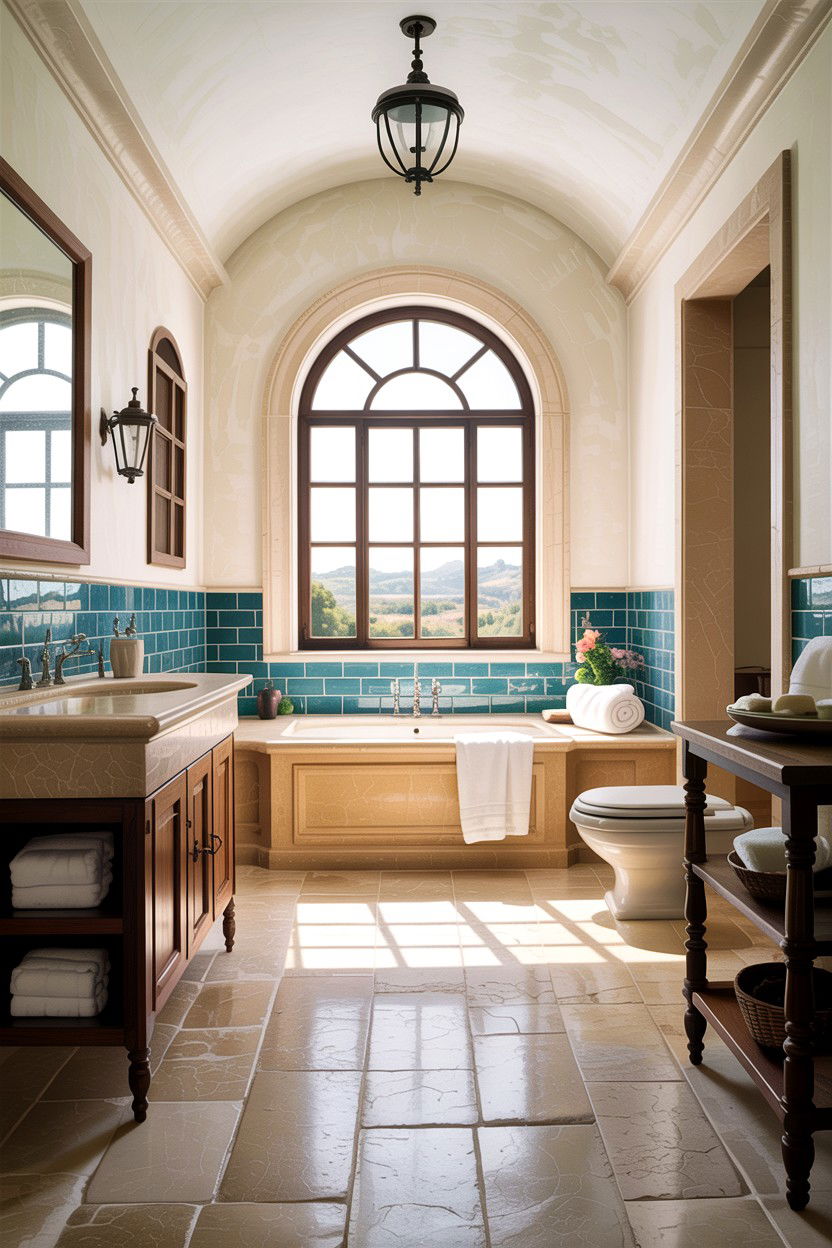 Mediterranean Style Limestone Bathroom - 30 limestone bathroom ideas