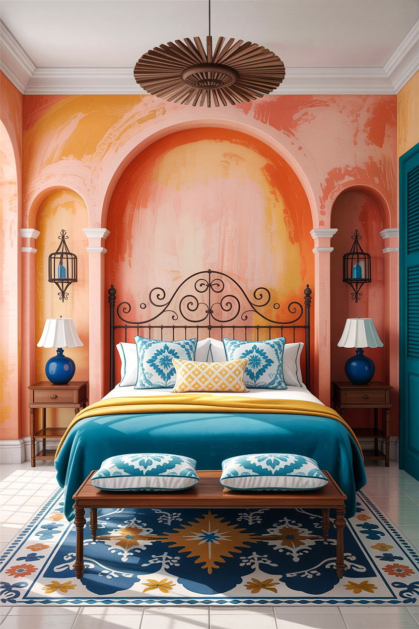 Mediterranean Terracotta Bedroom - 30 bedroom terracotta walls