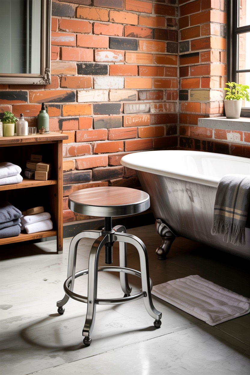 Metal Industrial Stool - 30 bathroom bench ideas
