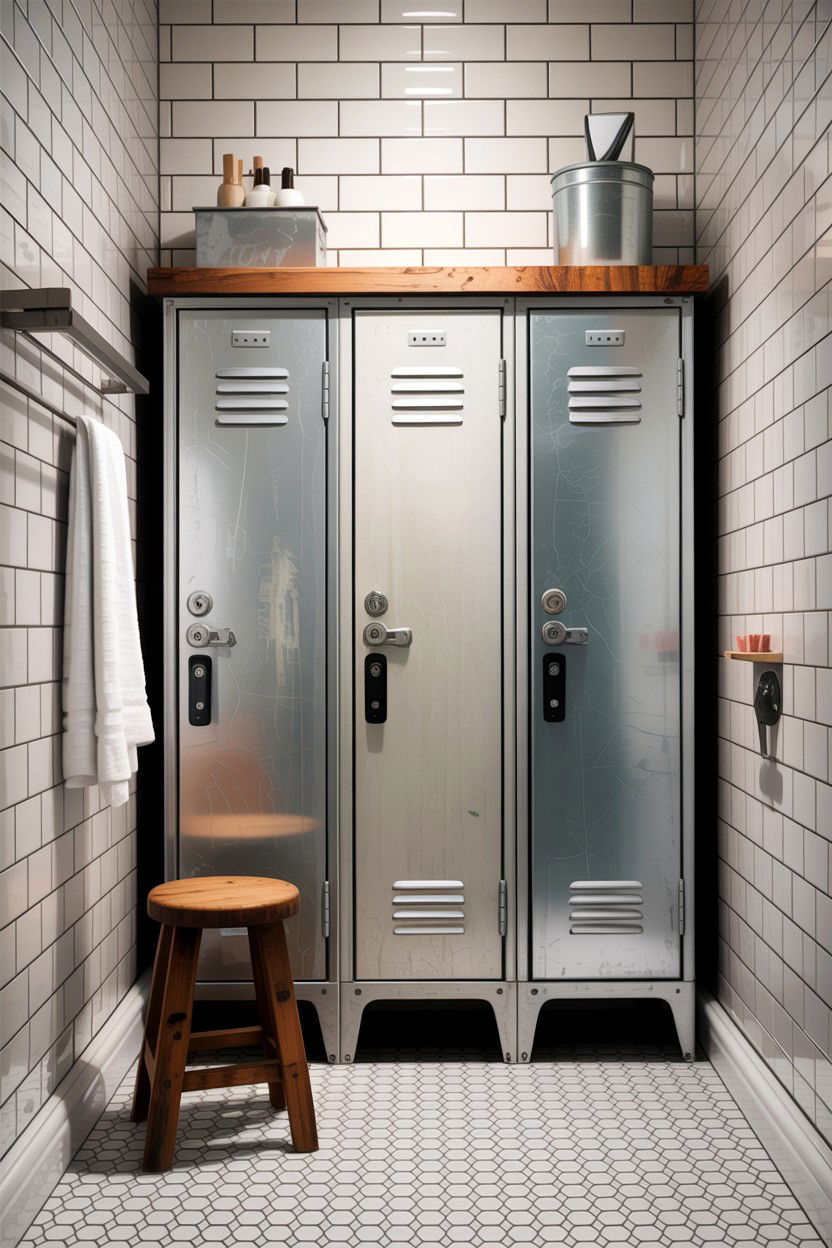 Metal Locker Bathroom Cabinet - 30 industrial bathroom ideas
