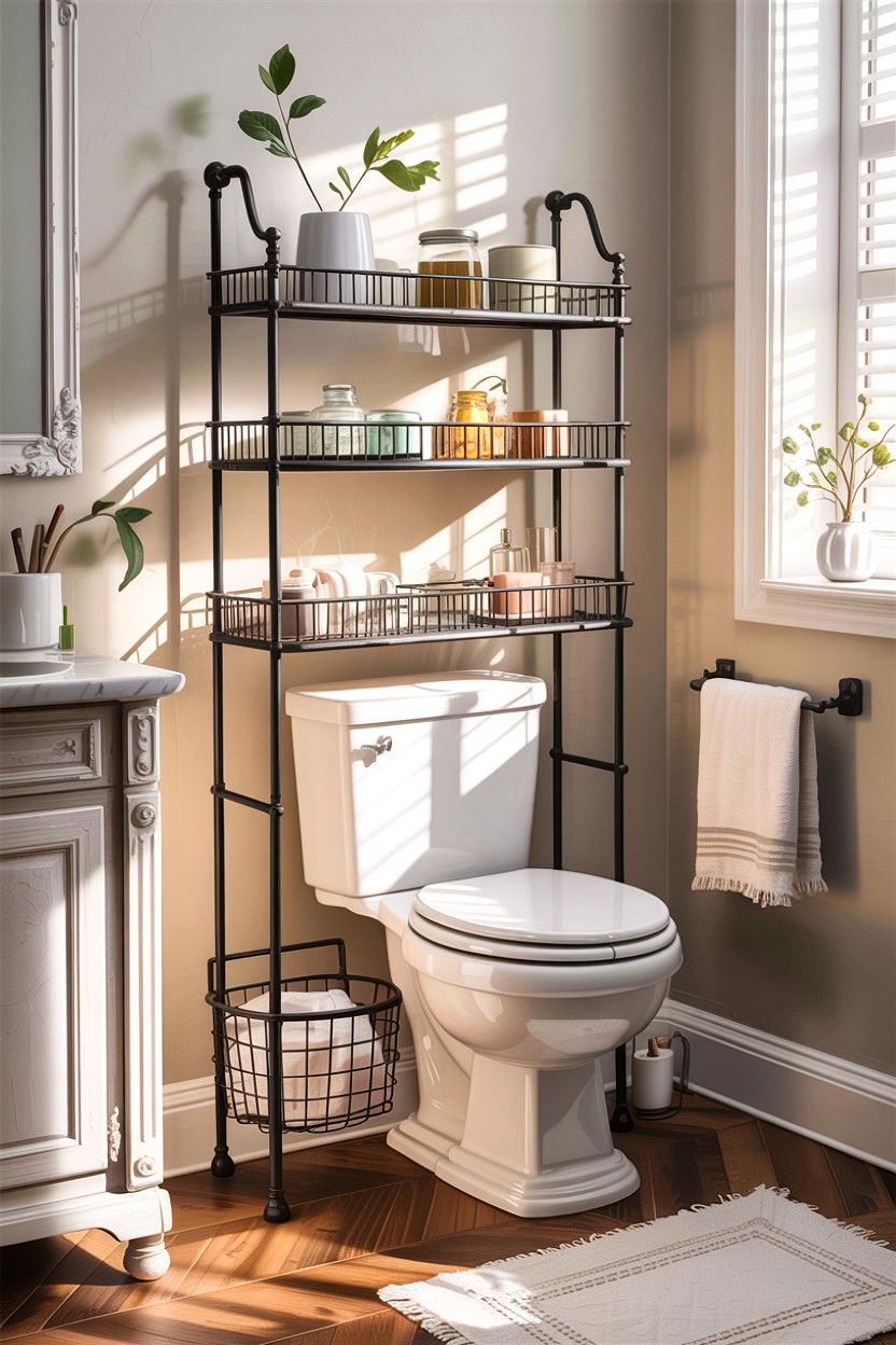 Metal Over Toilet Rack - 30 bathroom accessory styling ideas