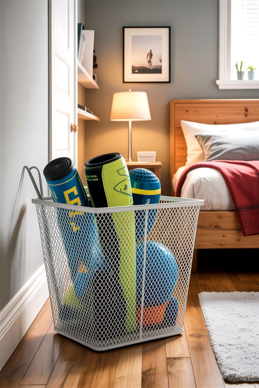Metal mesh basket - 30 bedroom under bed storage ideas