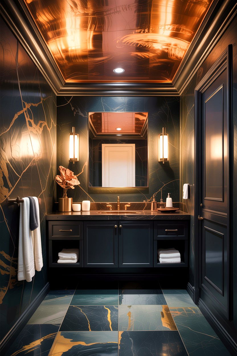 Metallic Bathroom Ceiling - 30 bathroom ceiling statement ideas