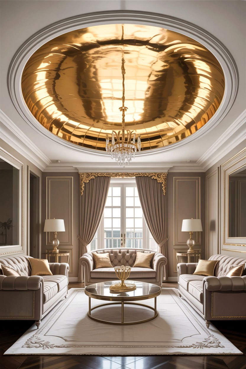 Metallic Finish Cove Ceiling - 30 living room cove ceiling ideas