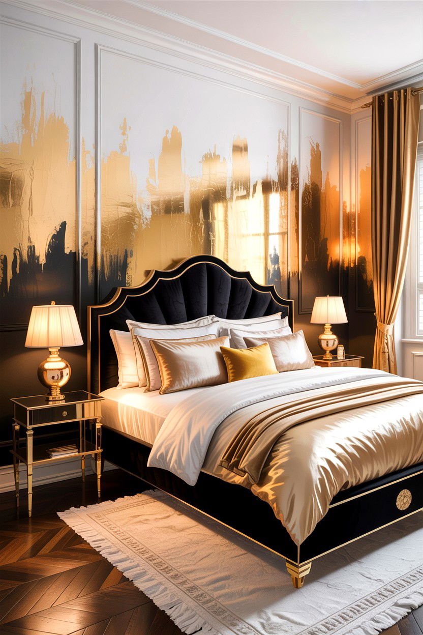 Metallic Ombre Bedroom Wall - 30 bedroom ombre wall ideas