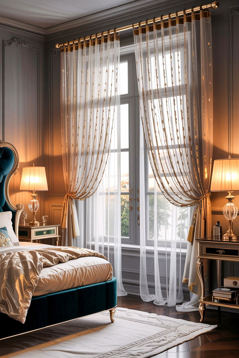 Metallic Thread Sheer Curtains - 30 bedroom sheer curtains