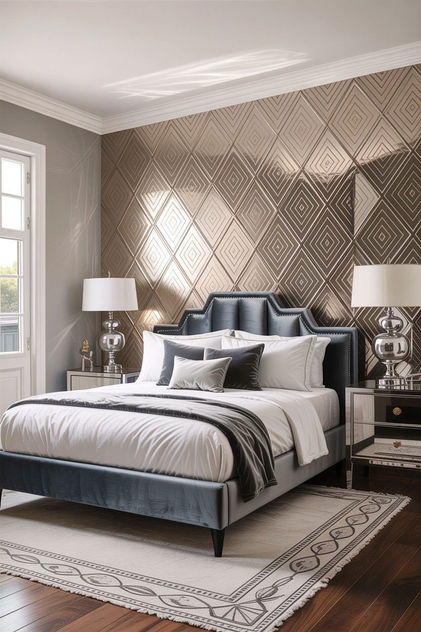 Metallic Wallpaper Bedroom - 30 Hollywood bedroom ideas